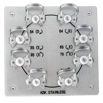 Кламп коффердам Clamp Board H8 - набор для молочных зубов (8шт), Dentech / Япония